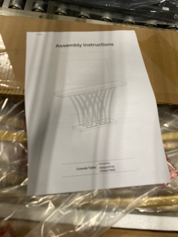 Photo 1 of Tribesigns 59 inch Gold Console Table, Modern Entryway Table with Grid-Shaped Metal Base for Entrance, Hallway, Entryway, Living Room(White Faux Marble & Gold)