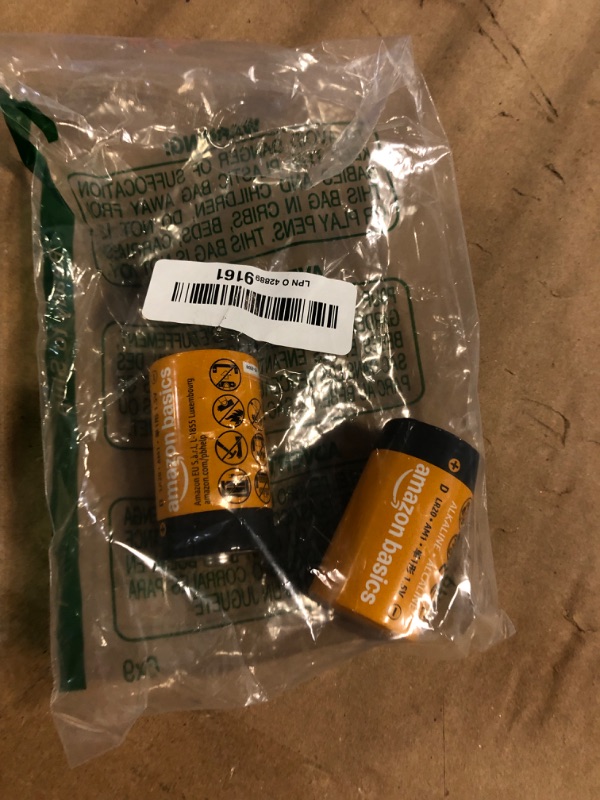Photo 1 of ***TWO LEFT***Amazon Basics 4-Pack D Cell Alkaline Everyday Batteries, 1.5 Volt, 5-Year Shelf Life
