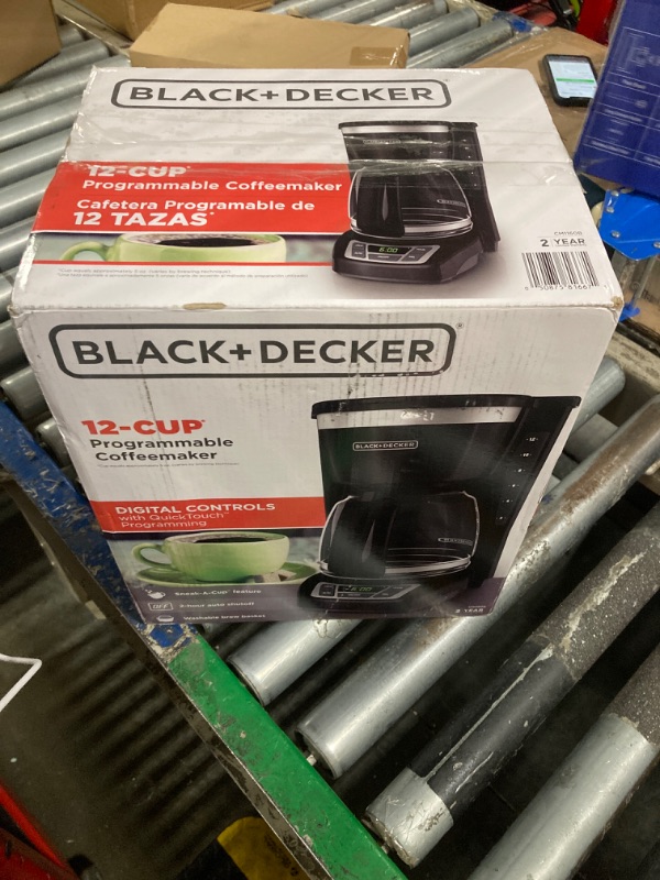 Photo 2 of BLACK+DECKER 12-Cup Digital Coffee Maker, Programmable, Washable Basket Filter, Sneak-A-Cup, Auto Brew, Water Window, Keep Hot Plate, Black