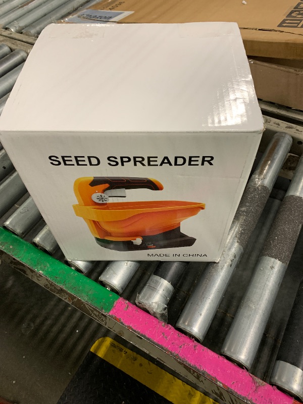 Photo 1 of **UNTESTED**
nichro Seed Spreader, USB Rechargeable Handheld Grass Seed Spreader, Fertilizer Spreader with 8 Seed Settings & 6 Speed Levels, Lawn Spreader for Seed, Feed, Weed, and Salt (Battery Included)