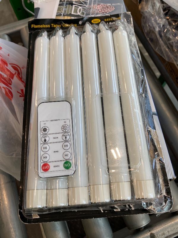Photo 1 of **UNTESTED**
Flameless Taper Candles with Remote, 500H Battery Operated Tapers Candle, Led Flickering Flameless Candlesticks Classic Tall Taper Candles for Christmas Home, Wedding, Party, 9.8 inches (White)
