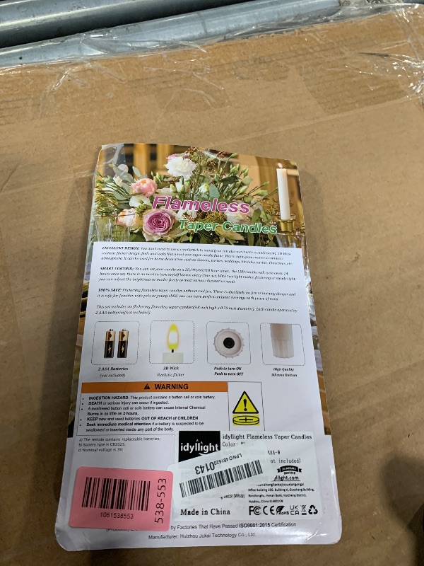 Photo 1 of **UNTESTED**
Flameless Taper Candles with Remote, 500H Battery Operated Tapers Candle, Led Flickering Flameless Candlesticks Classic Tall Taper Candles for Christmas Home, Wedding, Party, 9.8 inches (White)
