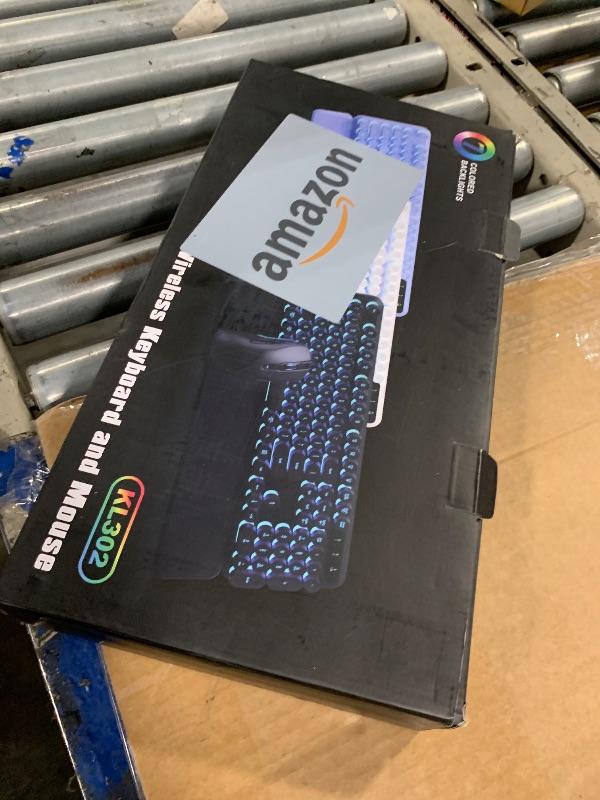 Photo 1 of Wireless Keyboard and Mouse Backlit - Typewriter Keyboard with Magnetic Wrist Rest, Retro Round Keycaps, Light Up Letters, 2.4GHz Cordless Combo for Mac, Windows, PC, Laptop, Trueque [Upgraded]