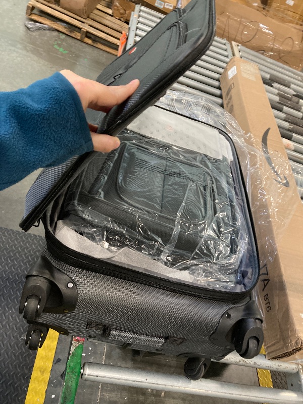 Photo 1 of ***THE LARGE SUITCASE IS MISSING.*** SwissGear Sion 3-Piece Set, Softside Expandable Luggage – 21 Inch Carry-On & 25 & 29 Inch Checked Suitcases with 360 Degree Wheels & Retractable Handless – Dark Gray