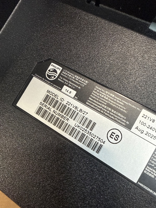 Photo 1 of ***THE CHARGING CABLE IS MISSING.***Philips 221V8LB 22 inch Class Thin Full HD (1920 x 1080) Monitor, 100Hz Refresh Rate, VESA, HDMI x1, VGA x1, LowBlue Mode, Adaptive Sync, 4 Year Advance Replacement Warranty