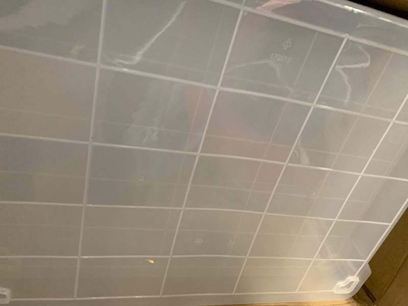 Photo 1 of **DAMAGED**
Rubbermaid Roughneck Clear 66 Qt/16.5 Gal Storage Containers, Pack of 4 with Latching Grey Lids, Visible Base, Sturdy and Stackable, Great for Storage and Organization