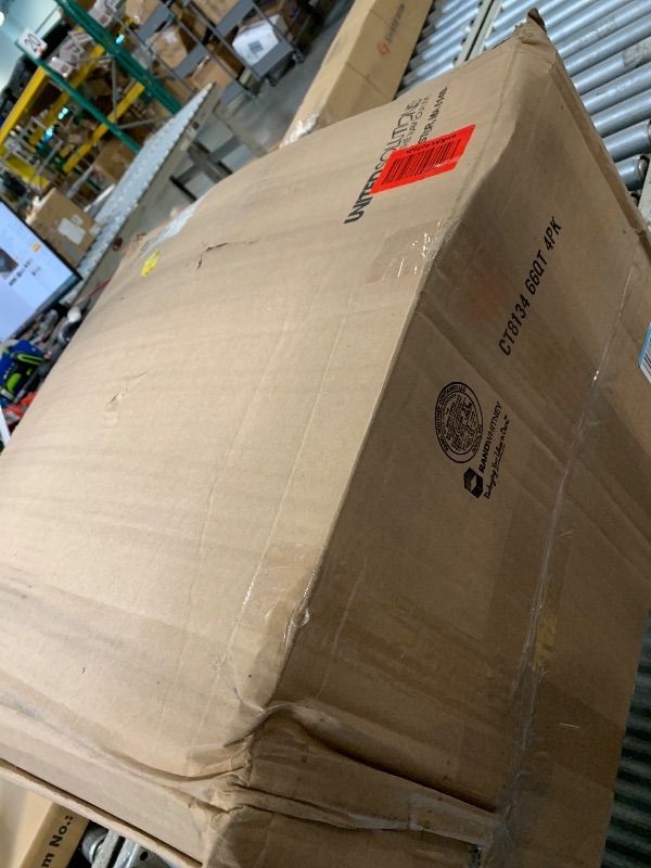 Photo 1 of **DAMAGED**
Rubbermaid Roughneck Clear 66 Qt/16.5 Gal Storage Containers, Pack of 4 with Latching Grey Lids, Visible Base, Sturdy and Stackable, Great for Storage and Organization