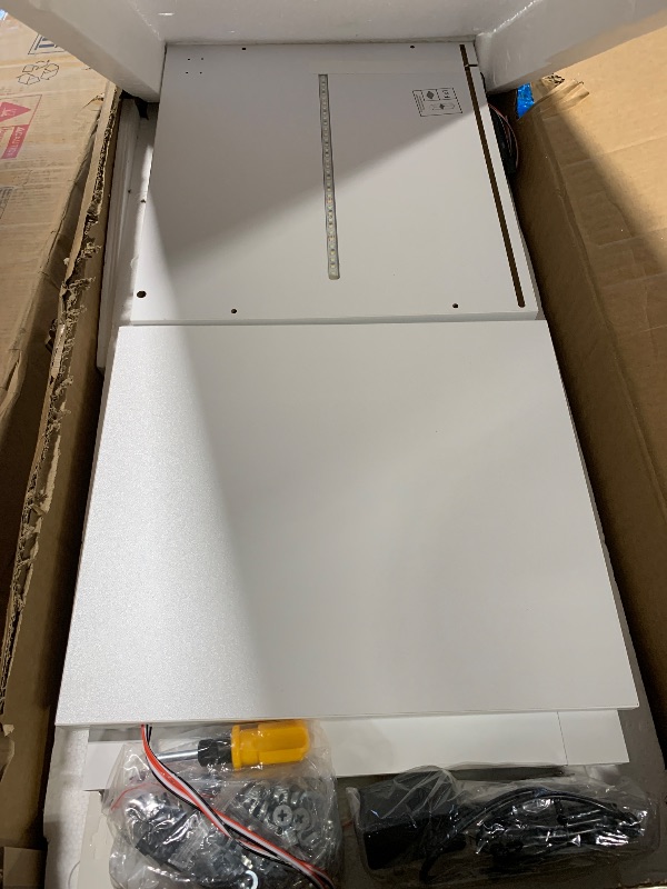 Photo 1 of **INSTRUCTIONS NOT FOUND** BROTTAR Glass Display Cabinet, 4-Tier Curio Cabinets with 3 Color Lights for Collectibles, Storage Cabinet with Door, Glass Display Case & Bookcase with Human Body Sensor, White