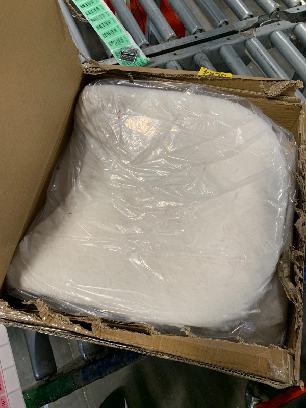 Photo 1 of GREENSTELL Small Vanity Stool Chair with Storage and Folding Back, 13.4" x 15" x 30" Square Faux Fur Soft Ottoman, 4 Metal Legs with Anti-Slip Feet, Furry Padded Seat for Makeup, Bedroom, White