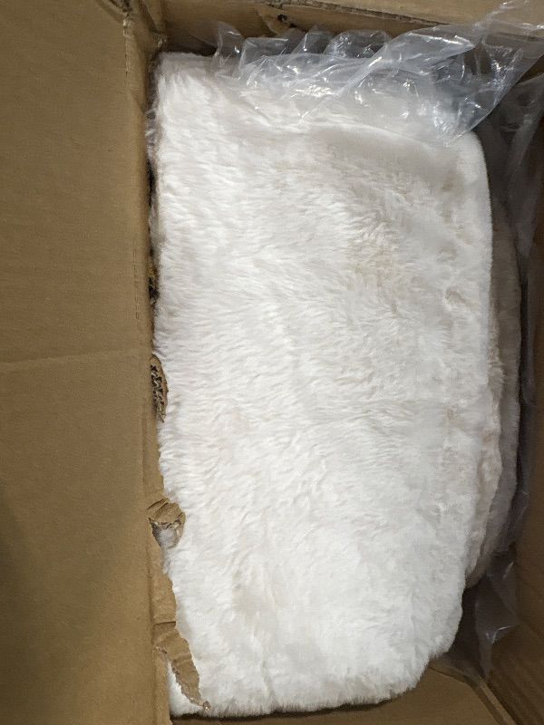 Photo 1 of GREENSTELL Small Vanity Stool Chair with Storage and Folding Back, 13.4" x 15" x 30" Square Faux Fur Soft Ottoman, 4 Metal Legs with Anti-Slip Feet, Furry Padded Seat for Makeup, Bedroom, White