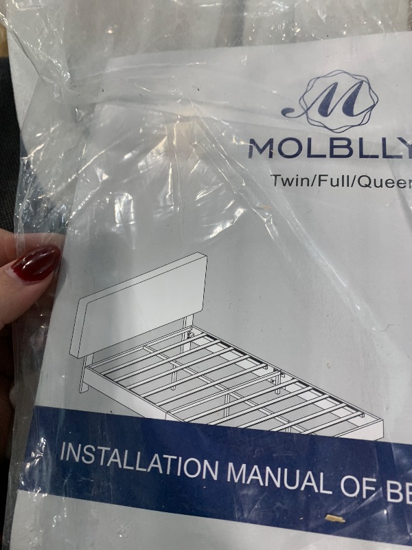 Photo 1 of ******SIMILAR ITEM***** Giantex Twin Size Bed Frame, Linen Upholstered Platform Bed w/Height Adjustable Chevron Headboard, Wooden Slats Support Mattress Foundation, 6.5’’ Under-Bed Storage, No Box Spring Needed (Grey)