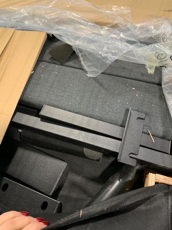 Photo 1 of ******SIMILAR ITEM***** Giantex Twin Size Bed Frame, Linen Upholstered Platform Bed w/Height Adjustable Chevron Headboard, Wooden Slats Support Mattress Foundation, 6.5’’ Under-Bed Storage, No Box Spring Needed (Grey)