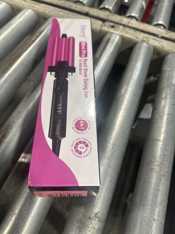 Photo 1 of **SUPER SMALL**
FARERY Mini Hair Crimper 3 Temperature Adjustable, 3 Barrel Curling Iron for Short Hair, Hair Waver for Women Beach Waves, 1/2 Inch Travel Size, Dual Voltage, Pouch Bag