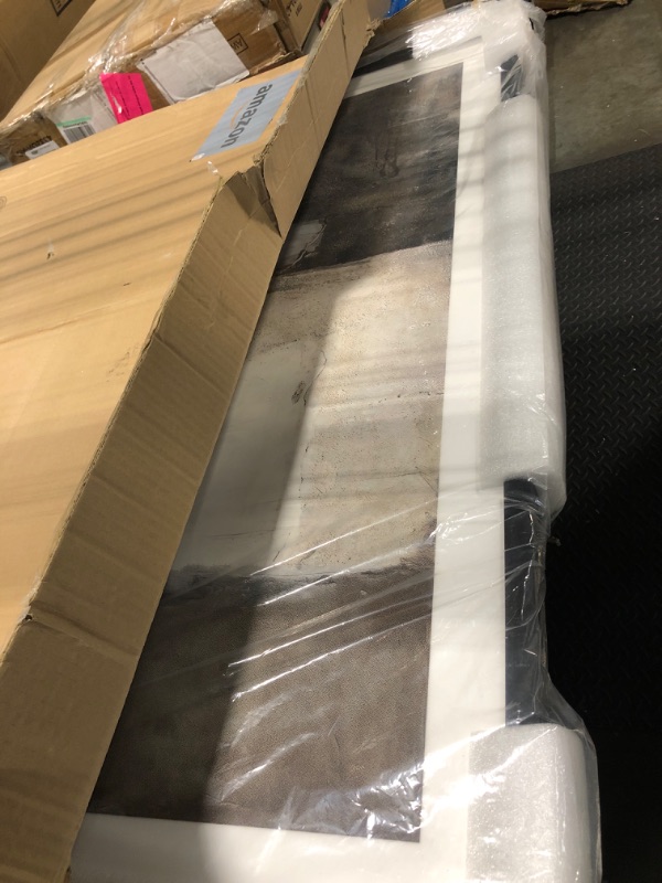 Photo 1 of **CRACKED IN FRAME, SEE PHOTOS**Signature Design by Ashley Aldricton Contemporary Rectangular Framed Print Wall Art, 30 x 40 Inches, White & Dark Brown