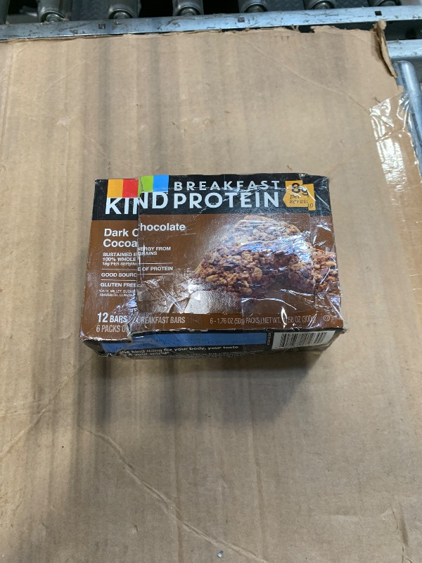 Photo 1 of **** EXP AUG 2026 ***** KIND Breakfast Protein Bars, Dark Chocolate Cocoa, Healthy Snacks, Gluten Free, 8g Protein, 6 Count