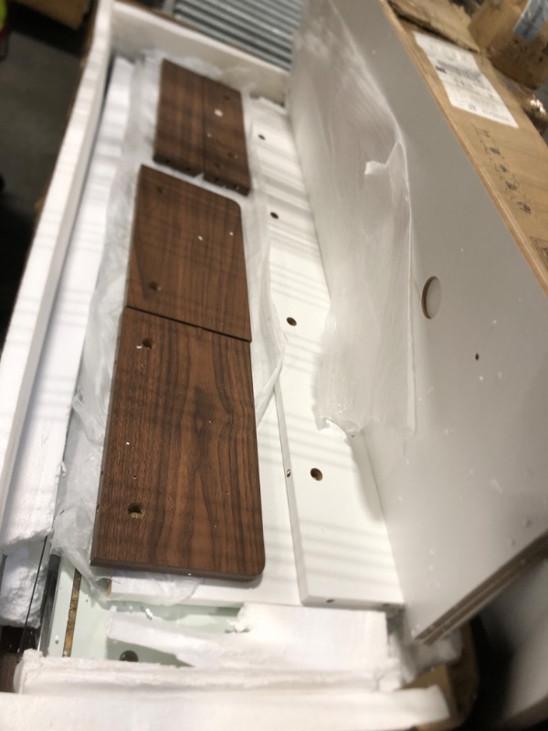 Photo 1 of ***** MISSING MANUAL AND HARWARE *********** Coffee Bar Cabinet with LED Light, 72 in Tall Farmhouse Coffee Bar Hutch with Storage, Sideboard Buffet Cabinet with Microwave Stand/Glass Shelf/6 Hooks/3 Drawers for Kitchen Living Dining Room, White