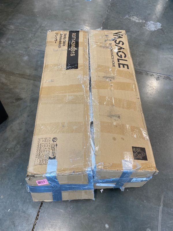 Photo 1 of *USED*
VASAGLE Kailyn Collection - Vanity Desk with Mirror and 9 LED Bulbs, Vanity Makeup Table with Power Outlets, Dressing Table with 2 Cabinets, for Bedroom, Cloud White URDT142WB01S