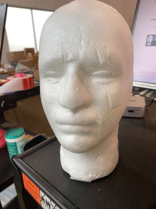Photo 1 of *MINOR DAMAGE - USED*
LINASHI Male Wig Display Mannequin Head Stand, Male Styrofoam Foam Head Wig Stand for Display Hair, Hairpieces, Salon,13" (white)