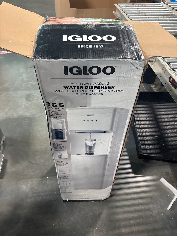 Photo 1 of Igloo Bottom Loading Water Cooler – Hot, Cold, & Room Temperature Dispenser – White, Holds 3 & 5 Gallon Jugs, Child Safety Lock – for Homes, Kitchens, Offices, Dorms