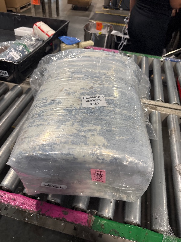 Photo 1 of 8x10 Area Rugs for Living Room, Washable Modern Abstract Large Area Rug Neutral Soft Non Slip Kids Rug Stain Resistant Indoor Carpet for Bedroom Nursery Dining Room Playroom Home Office(Blue, 8'x10')