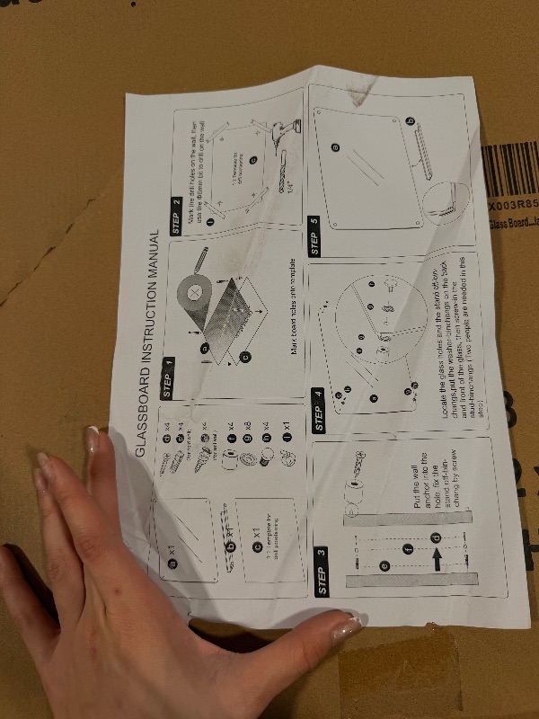 Photo 1 of ****MISSING HARDWARE**** Magnetic Black Glass Board with Eraser Frameless Tempered Glass Dry Erase Blackboard with Marker Tray for Interactive Office, Wall Mounted Frosted Black Glass Board, 48" x 36"