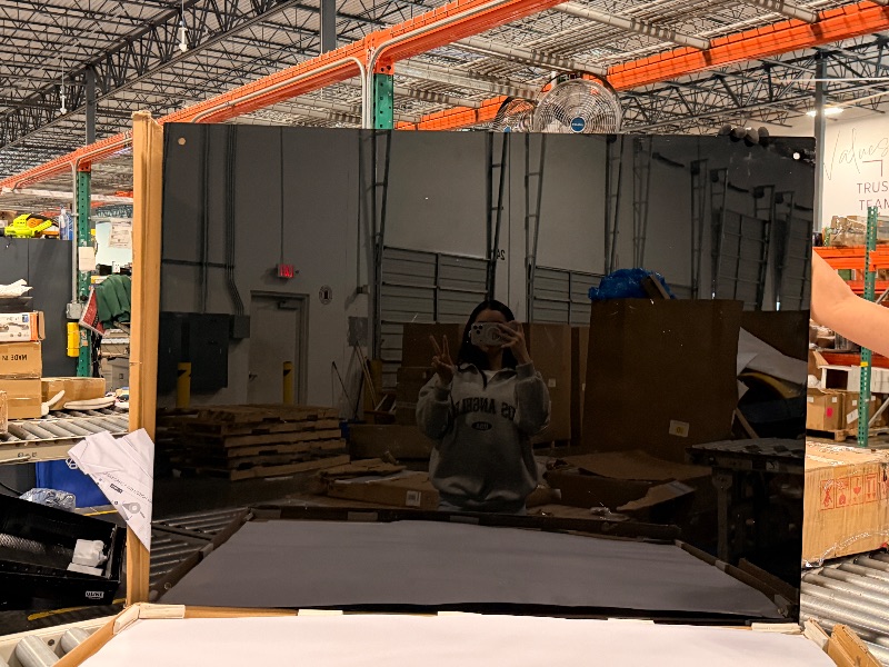 Photo 1 of ****MISSING HARDWARE**** Magnetic Black Glass Board with Eraser Frameless Tempered Glass Dry Erase Blackboard with Marker Tray for Interactive Office, Wall Mounted Frosted Black Glass Board, 48" x 36"