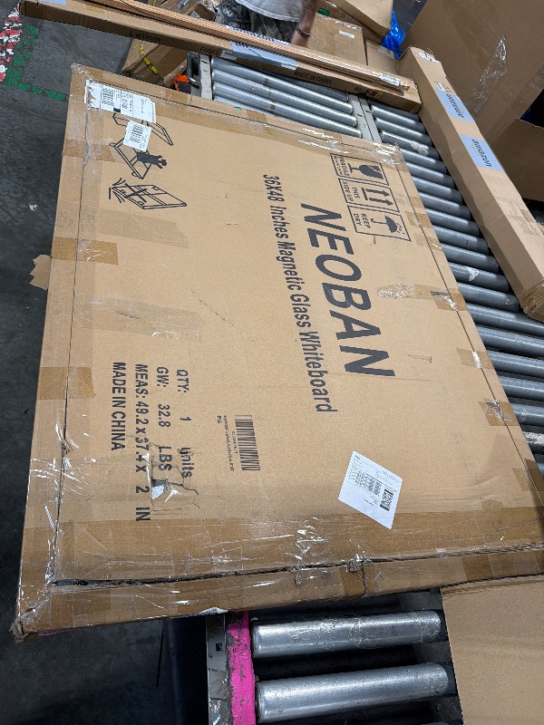 Photo 1 of ****MISSING HARDWARE**** Magnetic Black Glass Board with Eraser Frameless Tempered Glass Dry Erase Blackboard with Marker Tray for Interactive Office, Wall Mounted Frosted Black Glass Board, 48" x 36"