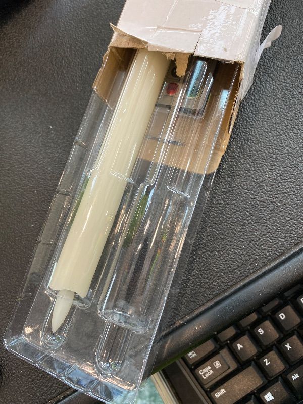 Photo 1 of *PARTIAL SET - Missing 1 candle*
Homemory 2 Pcs Real Wax Made Flameless Taper Candles with Remote and Timer, 9.6" Ivory Battery Operated Candle Stick Flickering, Led Taper Candles with Lifelike Flame for Indoor Home Decor