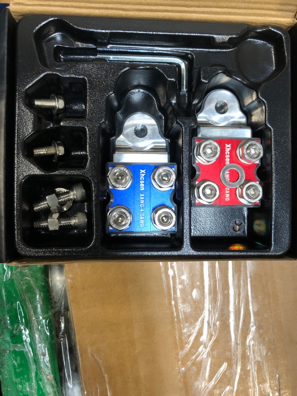 Photo 3 of 8-Way Battery Terminal Connectors with Bolt Down Ends or Threaded Studs, Heavy-Duty 8AWG to 4/0 AWG Battery Terminals-Universal for Copper and Aluminium Wires,M8 or 5/16”-18