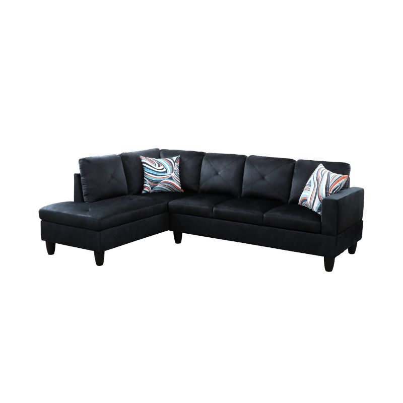 Photo 1 of **PARTIAL SET, IMAGE ON BOX SHOWS PIECE AVAILABLE** L Shaped Microfiber 3-Piece Sectional in Black