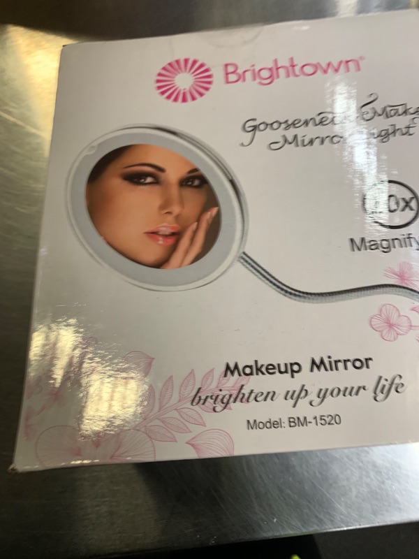 Photo 1 of 10x Magnifying Mirror with Light, Flexible Gooseneck Make up Mirror with Lights and Magnification, Battery Operated Cordless with Suction Cups for Wall Bathroom