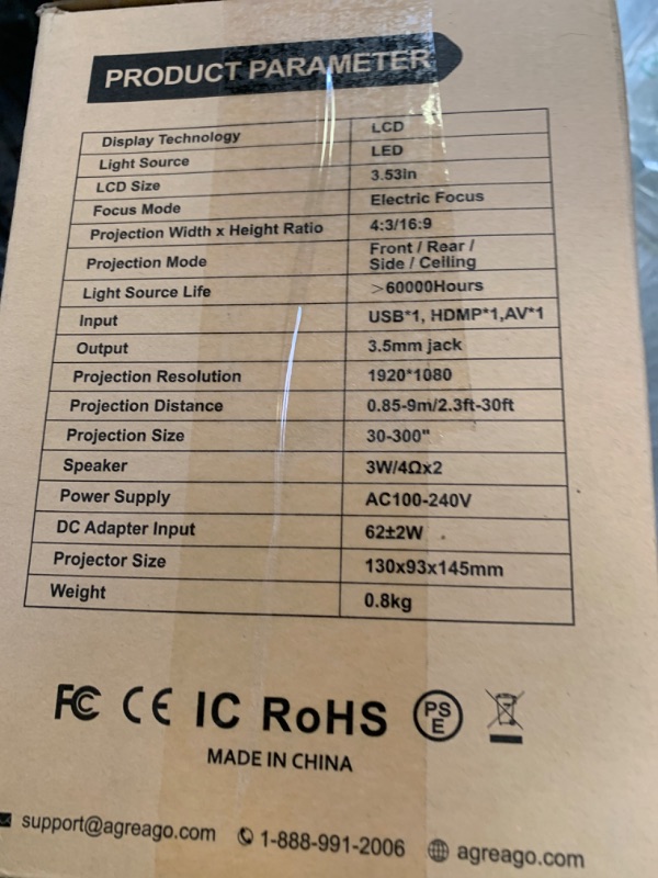 Photo 1 of [Electric Focus]Projector with WiFi and Bluetooth, Native 1080P 15,000 Lumens 4K Supported, Agreago Outdoor Movie Projector for Home Theater UP to 300", for iOS/Android/Laptop/TV Stick/HDMI/USB