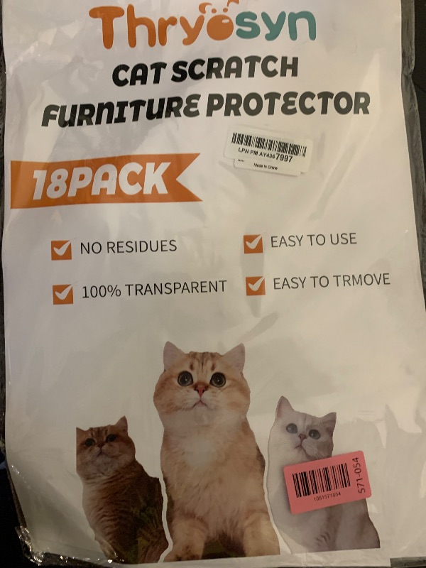 Photo 1 of 18 PCS Large Anti-Cat Scratch Furniture Protector, Single-Sided Heavy-Duty, Trimmable Self-Adhesive Couch Protector from Cat Claws, No Pins, Couch Arms, Chairs & Seat Edges - 17in