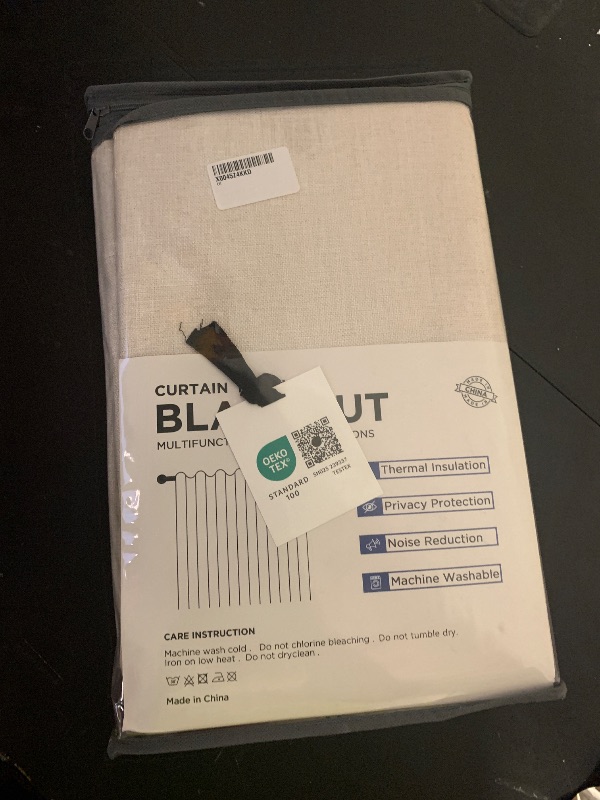 Photo 1 of 100% Blackout Shield Linen Blackout Curtains for Bedroom 84 Inches Long, Back Tab/Rod Pocket Living Room Drapes, Thermal Insulated Blackout Curtains 2 Panels Set, 50" W x 84" L, Cream