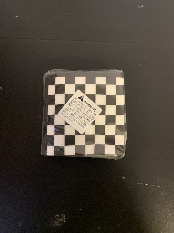 Photo 1 of 100 Pack Black and White Checkered Flag Party Napkins Disposable Race Car Birthday Party Supplies Racing Car Theme Party Paper Lunch Napkins for Baby Shower Kids Men Party Decorations Favors