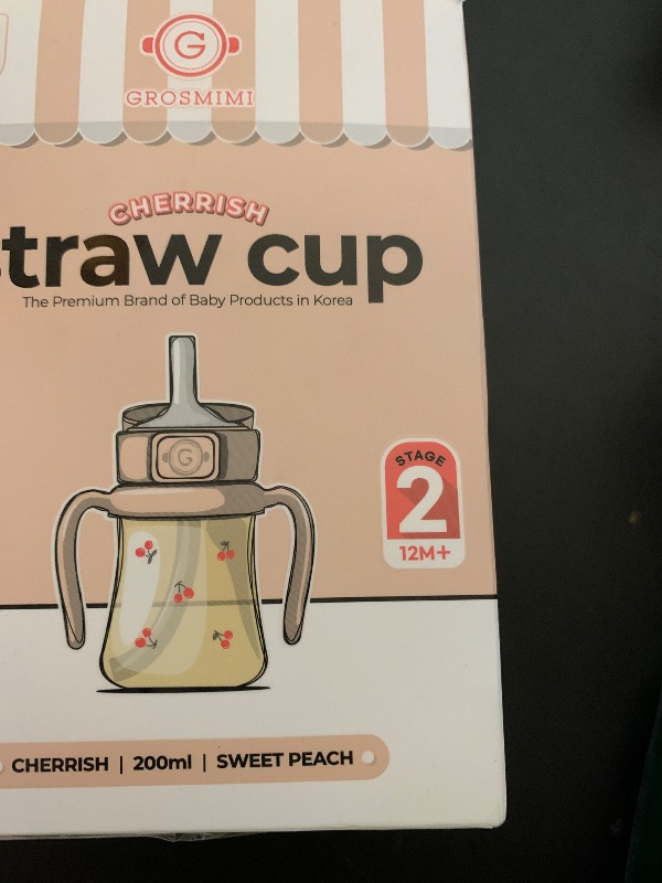 Photo 1 of 
GROSMIMI Flip Top Spill Proof Sippy Cup, PPSU, BPA Free, 10 oz, Stage 2 Straw for Toddlers (Peach flower)