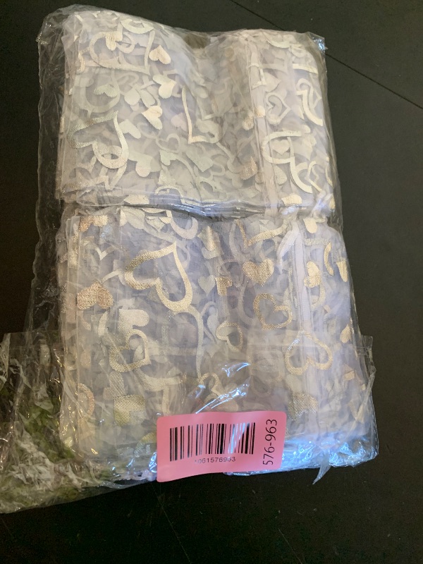 Photo 1 of 100pcs Organza Wedding Party Gift Bags Heart Pattern Sheer Drawstring Pouches Jewelry Gift Bags Christmas Party Gift Favor Bags (white, 3"x4")