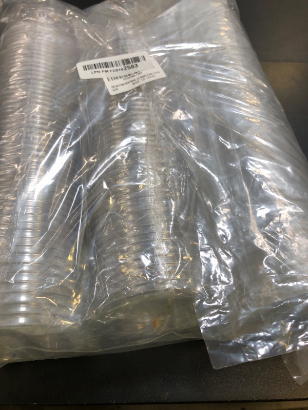 Photo 1 of 100 Sets Disposable Stemless Glasses With Strawless Sip Lids,PET Drinking Cups,Clear Plastic Coffee Cup for Iced Coffee, Smoothie, Cold Beverage, Drink Shop and Christmas Party Supply (Clear, 12 oz)