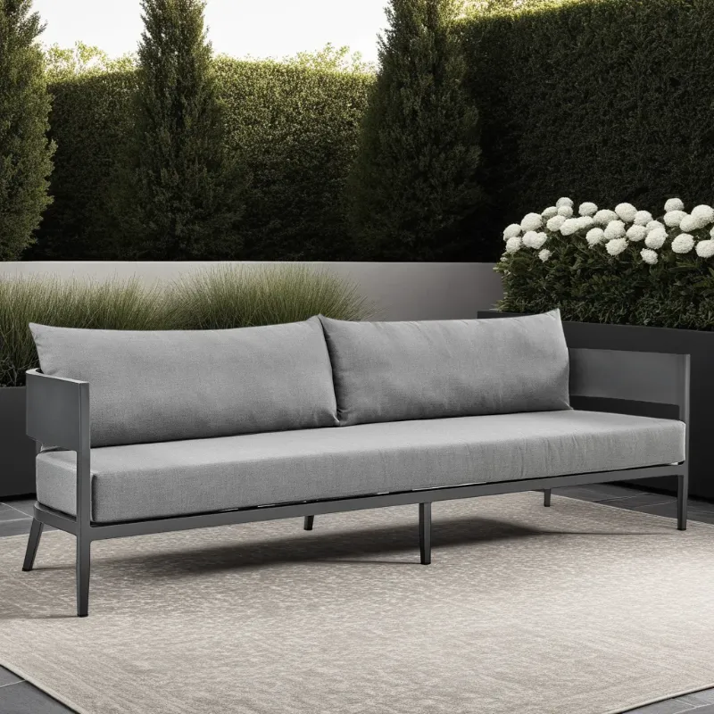 Photo 1 of ***ONLY BOX 3 OUT OF 4 MISSING OTHER SETS*** Menorca Aluminum Outdoor Sofa in Dark Gray
