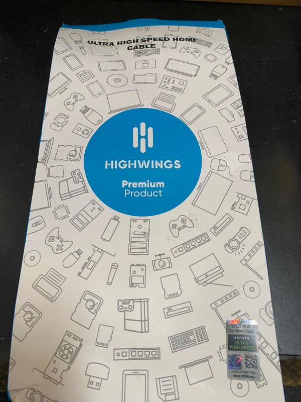 Photo 1 of 10K 8K HDMI 2.1 Cable 2-Pack 6.6FT, Highwings Certified 48Gbps Ultra High Speed Slim HDMI Cord,Support 4K@120Hz 8K@60Hz, HDCP 2.2&2.3, Dynamic HDR,eARC,DTS:X, Compatible with Roku TV/HDTV/PS5/Blu-ray