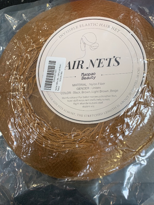 Photo 1 of 100 Pcs Light Brown Hairnets Invisible Mesh Hairnets 