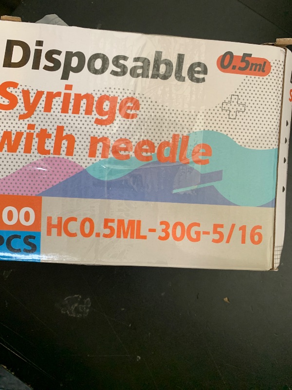 Photo 1 of 0.5ML Syringe, Lab Supplies Syringes 30G 5/16 Inch, Individually Wrapped, Pack of 100