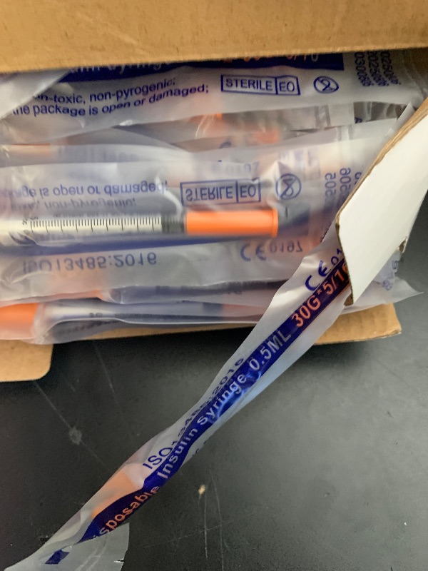 Photo 1 of 0.5ML Syringe, Lab Supplies Syringes 30G 5/16 Inch, Individually Wrapped, Pack of 100