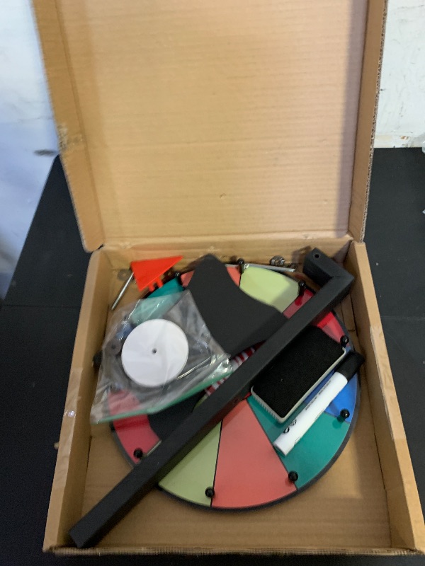 Photo 1 of 12 Inch Spinning Wheel for Prizes - Prize Wheel, 10 Slots Color Spinner with Stand, Table Prize Wheel Spinner for Trade Shows, Carnivals, and Home Game (12 inch)