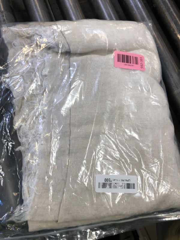 Photo 1 of 100% Pure Linen Blanket,100% Natural Flax Linen Throw Blanket, 79"x63" French Linen Fabric,Soft,Breathable and Skin-Friendly Bed Blanket - Linen Color