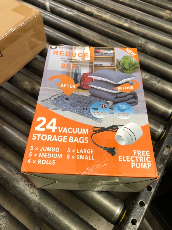 Photo 1 of 24 Pack Vacuum Storage Bags with Electric Pump, (5 Jumbo, 5 Large, 5 Medium, 5 Small, 4 Roll Up Bags) Space Saver Bag for Clothes, Mattress, Blanket, Duvets, Pillows, Comforters,Travel