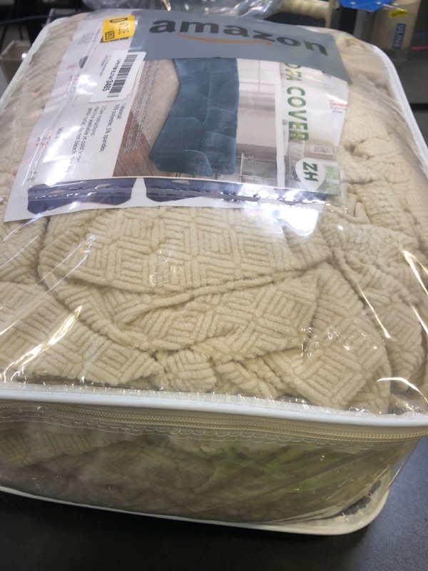 Photo 1 of *STAINED** ROFASVCO Couch Covers for Sectional Sofa Reclining Sectional Couch Covers L Shape Waterproof Washable Recliner Sofa Cover Stretch Corner Recliner Slipcovers (5 Seater Cover, Beige)