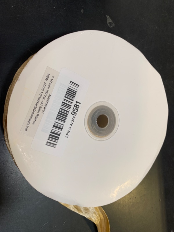 Photo 1 of 1-1/2 Inch 100 Yards Champagne Gold Satin Ribbon, Solid Fabric Ribbon Roll for Flower Bouquet, Gift Wrapping, Roses Making, Handmade Crafts