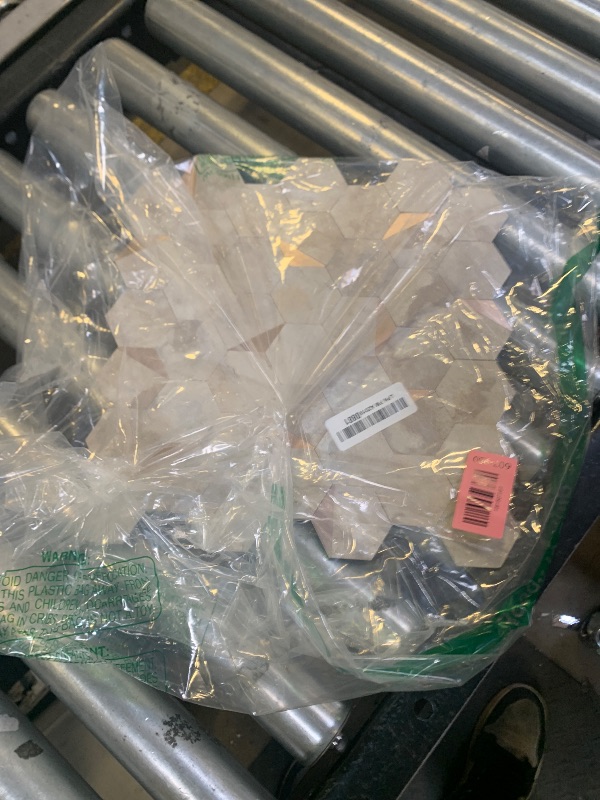 Photo 1 of 1 PIECE** OYASIMI Hexagon Peel and Stick Backsplash for Kitchen Wall, Sample Heat-Resistant Stick-on Backsplash PVC Smart Tiles, 12'' Ecru Beige Stone Waterproof Peel and Stick Tile for Bathroom