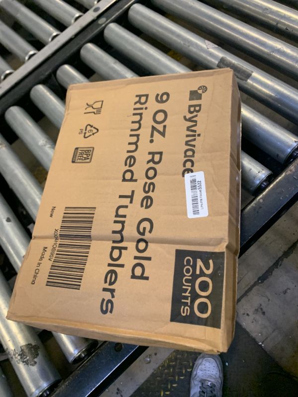 Photo 1 of [200 Pack] 9oz Clear Plastic Cups with Rose Gold Rimmed Sturdy & Food Safe Disposable Wine Glasses Party Wedding Disposable Drinking Cups Plastic Cocktail Glasses for Wine, Juice & Cold Beverages